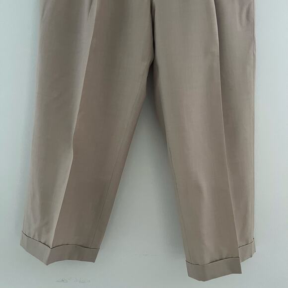 Holland & Sherry Bespoke Pleated Pants Dress Trousers Tan Size 38" JL - Picture 6 of 10